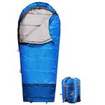 REDCAMP Kids Mummy Sleeping Bag for Camping Zipped Small, 30 Degree All Season Cold Weather Fit Boys,Girls & Teens Blue with 2.4lbs Filling