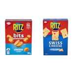 Ritz Bits Cheese Sandwich Crackers, School Snacks, 180g & Swiss Cheese Crackers 180G