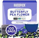 HANDPICK, Butterfly Pea Flower Tea (100 Herbal Tea Bags) | Caffeine Free, Non GMO | Premium Dried Butterfly Pea Flowers For Blue & Purple Drinks, Food Coloring | Iced Teas, Coolers, Cocktails