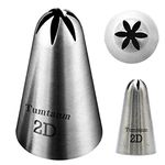 Tumtanm 2D Nozzle Large Drop Flower Piping Tip, Large Seamless Stainless Steel Icing Piping Nozzle Tip #2D