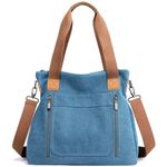 NAMCHI Multi Pocket Crossbody Bags for Women Casual Work Shoulder Tote Purses Retro Top Handle Handbags (denim blue)