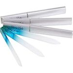 ClassyLady Professional Glass Nails File - Crystal Finger Nail Files For Natural and Acrylic Nails, Etched Double Sided Durable Alternative to Emery Boards and Buffers (Blue 3pk with Case)