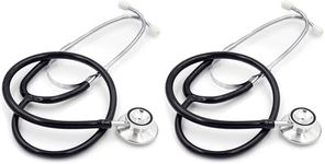 MABIS Stethoscope, Adult Dual Head to Listen to Sounds from Large Organs or Specific Areas of The Body with Large Diaphragm for High or Low Frequencies, 22 Inch Y Tubing, Black (Pack of 2)