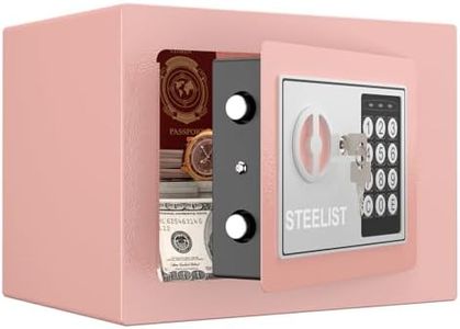STEELIST Mini Safe, 0.23 Cubic Feet Steel Security with Electronic Keypad, Steel Security Box with Key, Safe for Money, Jewelry, Hotel or Business, Digital Security Safe with Combination Lock