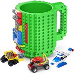 DAYMOO Build on Brick Mug, Cool Coffee Mugs for Kids, Creative Novelty Building Block Cups, Funny Coffee Mug for Men Adults Women Xmas Christmas - Green