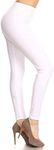 Leggings Depot 1” Waistband High Waisted Solid Leggings for Women(Capri, White, 1X-3X), White, 1X-3X