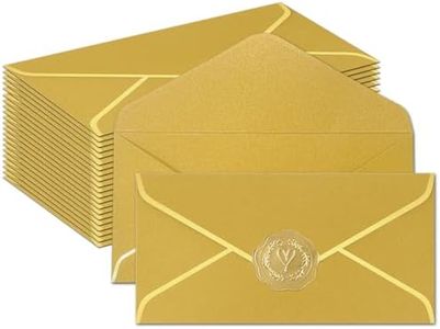 20 Pcs Invitation Envelopes,Gold Envelopes,Cash Envelopes,With Gold Stickers For Teacher's Day, Invitation,Greeting Cards,Letter Mailing(8.66 X 4.33 Inches)