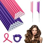 ZOCONE 40PCS Flexi Rods for Hair Thick, 80mm+120mm Foam Hair Rollers for Long Hair Bendy Hair Rollers Hair Curlers Bendy Foam Hair Rollers for Short Medium Long Hair Hairstyles (Pink, One Size)