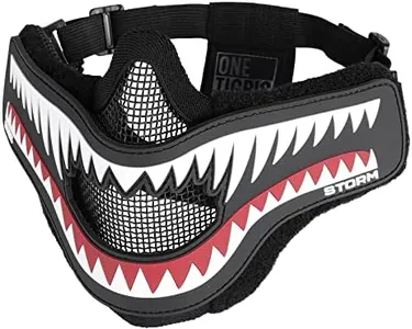 OneTigris X Storm Airsoft Mask, Tactical Mesh Face Protection with Removable Shark Jaw Morale Patch for CS Paintball