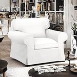 Rockin Cushions 100% Cotton Canvas Solid White Armchair Slip Cover, Compatible with IKEA Ektorp