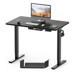 FLEXISPOT ONE PIECE Electric Standing Desk Height Adjustable Sit Stand Up Desk for Home Office with Memory Smart Pannel (100 * 60cm Black Frame+ Black Desktop)