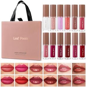 Thalessiel Aura 12 Pcs Matte Glossy and Glitter Lip Gloss Set Long-Lasting and Waterproof Liquid Lipstick Lip Stain Kit for Women Daily Makeup Gift