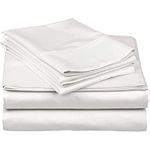 PC Diana Linen 600 Thread Count 100% Long Staple Soft Cotton, 4 Piece Sheets Set, RV Short Queen Size,Smooth & Soft Sateen Weave, Hotel Collection Bedding, White Solid