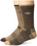 Columbia Men's 4 Pack Mid-Calf Moisture Control Ribbed Crew Socks, Khaki/Brown, 10-13