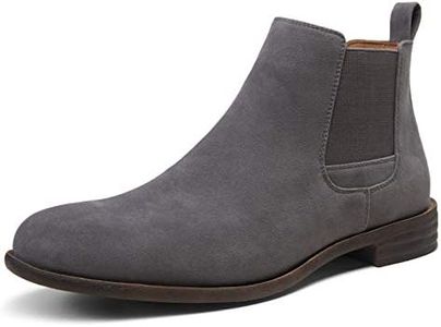 Jousen Men's Chelsea Boots Lightweight Casual Chukka Ankle Boots Classic Elastic Dress Boots For Men (AMY650A Grey Suede 8)