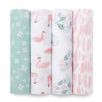 aden + anais Essentials Muslin Swaddle Blankets for Baby Girls and Boys, Newborn Receiving Blanket for Swaddling, 100% Cotton Baby Swaddle Wrap, 4 Pack, Briar Rose