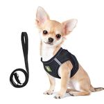 TQFlow Cat Harness and Leash Set for Walking, Kitten Puppy Escape Proof Small Dog Harness Soft Mesh,Adjustable Cat Vest Harnesses, Reflective Kitten Harness No Pull Step in (X-Large,Black)