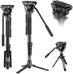 SIRUI Professional Camera Monopod with Feet, 74"/188cm Telescopic Portable Aluminum Travel Monopod with Pan Tilt Fluid Head & Removable Tripod Base for DSLR Camera Camcorder, Max Load 17.6lb/8kg