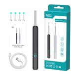 Brival Ear Wax Remover Tool Kit with Camera-USB Rechargeable Ear Cleaner with Ear Spoon - Wireless Otoscope for Ear Wax Removal with LED Light - Compatible with iOS and Android (Black)