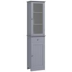 kleankin Bathroom Storage Cabinet with 3-tier Shelf Drawer Door, Floor Cabinet Free Standing Tall Slim Side Organizer Shelves, Grey