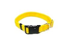 Adjustable Dog Collar Soft And Comfortable 25mm Cushion Webbing Training Walking All Dog Breeds (Medium (14" - 20"), Yellow)