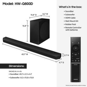 Samsung Q800D 5.1.2ch Soundbar – Dolby Atmos, Wireless Subwoofer