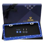 Bling Rhinestone License Plate Frame for Women, Sparkly License Plate Frames| Stainless Steel Frames & Over 1200 pcs Finest 14 Facets Glass Crystals Premium Diamond(Dark Blue)