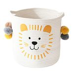 INough Toy Storage Baskets Cotton Rope Basket Dog Toy Box Kids Laundry Basket Woven Blanket Basket with Handles Cute Animal Laundry Hamper, Gift Basket for Baby Room Décor (Lion)