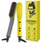 Beard Straightener Comb for Men, Axceed 2-in-1 Electric Hair Straightener, Premium Ionic Brush 30s Fast Heating up to 200°C for Hair and Beard Straighteners