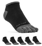 FUN TOES Men's Toe Socks Lightweight Breathable-Value 6 PAIRS Shoe Size 6-10 (Black)