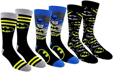 DC Comics Mens Batman Casual Crew Socks 3 Pair Pack (One Size Batman 3)