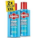 Alpecin Hybrid Shampoo 2x 375ml | Natural Hair Growth Shampoo for Sensitive and Dry Scalps | Energizer for Strong Hair | Hair Care for Men Made in Germany