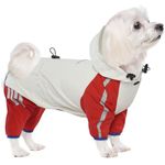 BRKURLEG Dog Raincoat Reflective Pet Poncho for Small Dogs Boy Girl, Pet Waterproof Rainproof Jacket with Leash Hole, 4 Legs Dog Rain Jacket, Lightweight Waterproof Jacket, Red M