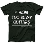 Too Many Guitars Guitarist Rock T-Shirt Forest Green