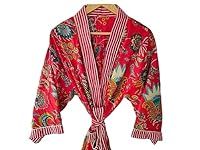 Red Floral Kimono Cardigan Front Sh