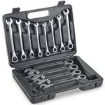 VonHaus Spanner Sets from 6mm to 17mm - 12 Piece Ratchet Spanner Set with Carry Case, Perfect for Home, Bike, and Car Repairs - Satin Set of Spanners for Professional and Domestic DIY Tasks