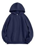 ANRABESS Women Hoodies Fleece Oversized Sweatshirt Casual Basic Long Sleeve Athletic Workout Pullover Fall Clothes, Navy Blue, Medium