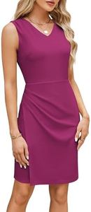 GRACE KARIN Women's Sleeveless Ruched Business Pencil Sheath Dress Formal Cocktail Party Dress S Purple