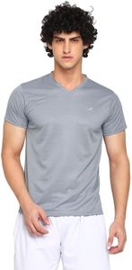 AMERICAN CREW V-Neck Sports T-Shirt for Men (AC498-S_Grey Jaq)