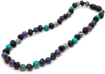 Baltic Essentials Raw Cherry Necklace with Jade Amethyst Lapis Turquoise 12.5", 12.5", Amber, Amber