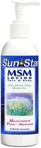 Sun Star Organics MSM Pure & Natural Lotion, Unscented, Chemical-free MSM (Methylsulfonylmethane)- 8oz