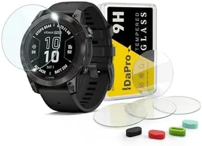 iDaPro [4Pack] Screen Protector for Garmin fenix 7X Pro Sapphire Solar/Fenix 7X Pro Solar/Fenix 7X Sapphire Solar/Fenix 7X Solar Watch Tempered Glass + Silicone Anti-dust Plugs Anti-Scratch