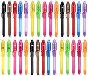 XDISHYN Invisible Ink Pen Last Spy Pen with UV Light Magic Spy Marker (30pcs)