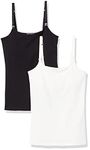 Amazon Essentials Women's Maternity Nursing Friendly Camisole, Pack of 2, Black/White, Medium