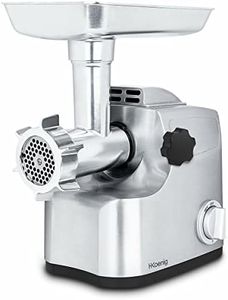 Picadora de carne eléctrica profesional H.Koenig WMG800 Potente, hasta 2kg/min, cuchilla de corte de acero inoxidable, 3 tamaños de rejilla para picar, 2 velocidades 1800W