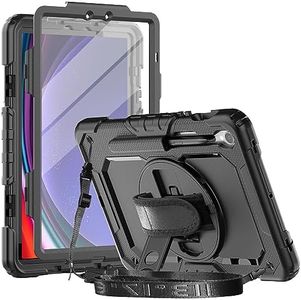 Herize Case Compatible with Samsung Galaxy Tab S9 11 Inch/S9 FE 10.9 Inch with Screen Protector | SM-X710/X716B/X718U/SM-X510/ X516B Cover | Heavy Duty Shockproof Case W/Hand Strap Stand