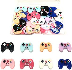 DANUDON Video Game Controller Flatback Resin Charms, 40 Pieces Video Game Resin Charm Beads Party Favors Mini Gaming Controllers Embellishments for Crafts Phone Scrapbooking Decor, 8 Colors