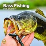 2025 Bass Fishing Monthly Wall Calendar by Bright Day, 12 x 12 Inch Cute Nature Photography Gift