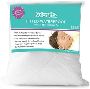 Kolcraft Fitted Waterproof Toddler Bed and and Baby Crib Mattress Pad Cover Protector, Noiseless, Machine Washable and Dryer Friendly, 52" x 28" - White
