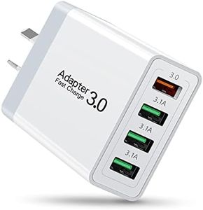 USB Charger, Total 33W Abetcabe 4 Ports Wall Plug Fast Charger Power Adapter Compatible for Wireless Charger,Samsung Galaxy S20 S10 S9 S8 Note 8, iPhone, HTC, LG, Google Nexus and More(White-1pack)